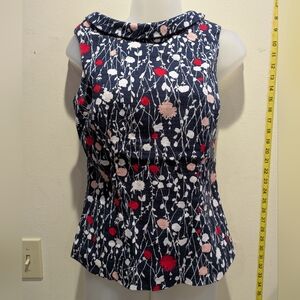 Boden Navy Floral Sleeveless Blouse Size 6